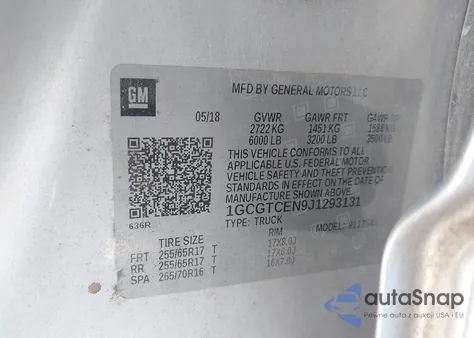 2018 Chevrolet Colorado Lt z USA, uszkodzony, nr VIN 1GCGTCEN9J1293131